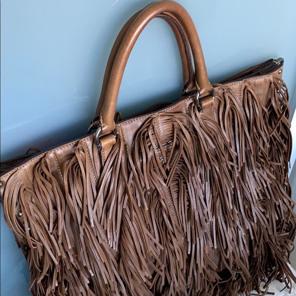 **SOLD** Prada Fringe Brown Leather Tote - Picture 3 of 7